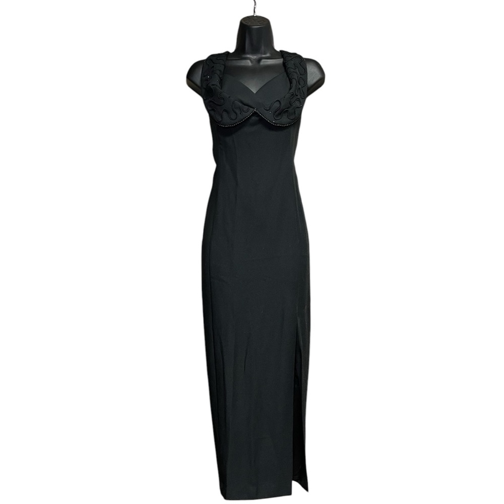 Vintage HW Collections Black Halter Sequin Dress / !! cinched in photo !!